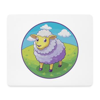 Sheep Cute Kawaii Cartoon Clipart Animal Pet - Mouse Pad (horizontal) - white - Front