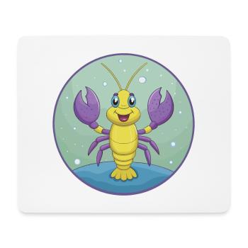 homard mignon kawaii dessin animé clipart animal de compagnie - Tapis de souris (format paysage) - blanc - Devant