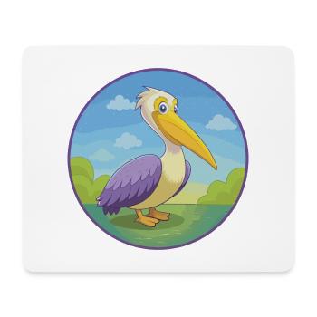 Pélican mignon Kawaii dessin animé Clipart Animal de compagnie - Tapis de souris (format paysage) - blanc - Devant