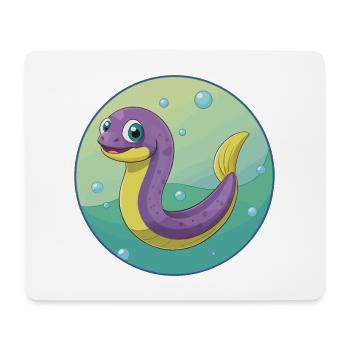Eel Cute Kawaii Cartoon Clipart Animal Pet - Mouse Pad (horizontal) - white - Front
