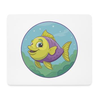 Poisson Mignon Kawaii Dessin animé Clipart Animal de compagnie - Tapis de souris (format paysage) - blanc - Devant