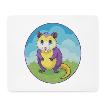 Opossum mignon Kawaii dessin animé Clipart Animal de compagnie - Tapis de souris (format paysage) - blanc - Devant
