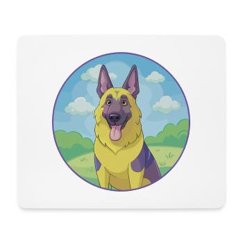 German Shepherd Dog Cute Kawaii Cartoon Animal Pet - Mouse Pad (horizontal) - white - Front
