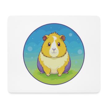 Cochon d’Inde mignon Kawaii dessin animé Clipart Animal de compagnie - Tapis de souris (format paysage) - blanc - Devant