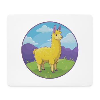 Lama mignon Kawaii dessin animé Clipart Animal de compagnie - Tapis de souris (format paysage) - blanc - Devant