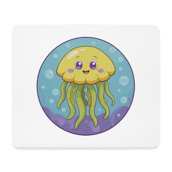 Méduse mignon Kawaii dessin animé Clipart Animal de compagnie - Tapis de souris (format paysage) - blanc - Devant