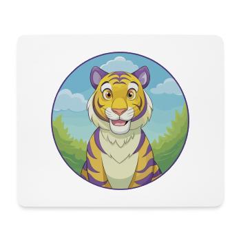 tigre mignon kawaii dessin animé clipart animal de compagnie - Tapis de souris (format paysage) - blanc - Devant