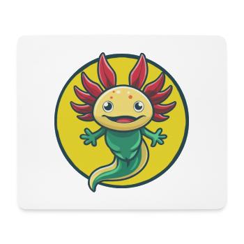 axolotl mignon kawaii dessin animé clipart animal de compagnie - Tapis de souris (format paysage) - blanc - Devant