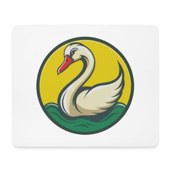 cygne mignon kawaii dessin animé clipart animal de compagnie - Tapis de souris (format paysage) - blanc - Devant