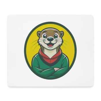 loutre mignon kawaii dessin animé clipart animal de compagnie - Tapis de souris (format paysage) - blanc - Devant