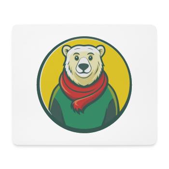 ours polaire mignon kawaii dessin animé clipart animal de compagnie - Tapis de souris (format paysage) - blanc - Devant