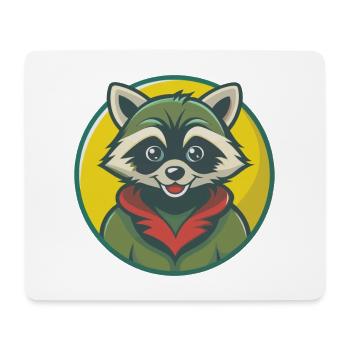 raton laveur mignon Kawaii dessin animé Clipart animal de compagnie - Tapis de souris (format paysage) - blanc - Devant