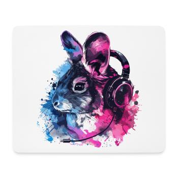 Chinchilla Chinchillas Wollmaus mit Kopfhörer - Mousepad (Querformat) - Weiß - Vorne