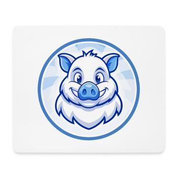 Sanglier Bleu Kawaii Dessin Animé Personnage Clipart Animal de compagnie - Tapis de souris (format paysage) - blanc - Devant