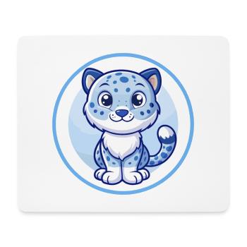 Amur Leopard Blue Kawaii Cartoon Character Clipart - Mouse Pad (horizontal) - white - Front