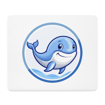 Blue whale Blue Kawaii Cartoon Character Clipart - Mouse Pad (horizontal) - white - Front