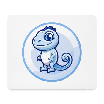 Chameleon Blue Kawaii Cartoon Character Clipart - Mouse Pad (horizontal) - white - Front