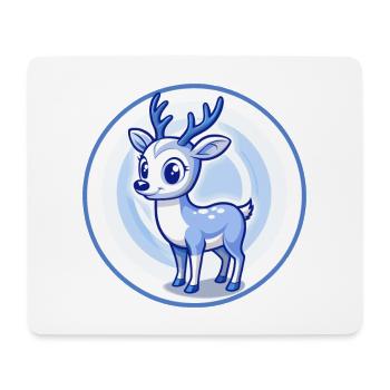 Deer Blue Kawaii Cartoon Character Clipart Pet - Mouse Pad (horizontal) - white - Front