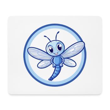 Libelle Blau Kawaii Cartoon Charakter Clipart - Mousepad (Querformat) - Weiß - Vorne