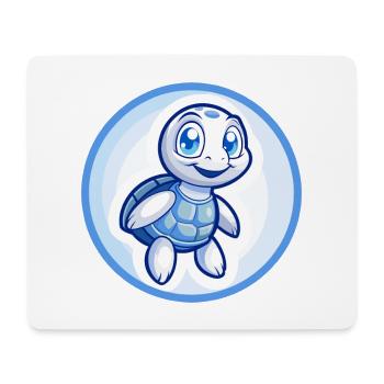 Turtle Blue Kawaii Cartoon Character Clipart Pet - Mouse Pad (horizontal) - white - Front