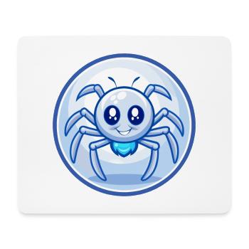 araignée bleu kawaii dessin animé personnage clipart animal de compagnie - Tapis de souris (format paysage) - blanc - Devant
