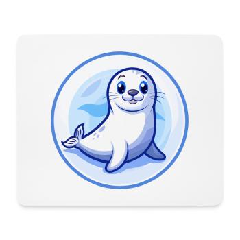 Siegel Blau Kawaii Cartoon Figur Clipart Haustier - Mousepad (Querformat) - Weiß - Vorne