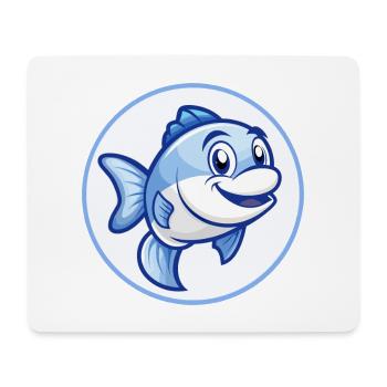 Fisch Blau Kawaii Cartoon Charakter Clipart Haustier - Mousepad (Querformat) - Weiß - Vorne