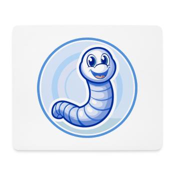 Ver de terre bleu kawaii dessin animé Personnage Clipart - Tapis de souris (format paysage) - blanc - Devant