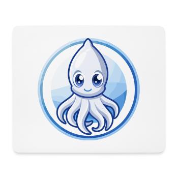 Squid Blue Kawaii Cartoon Character Clipart Pet - Mouse Pad (horizontal) - white - Front