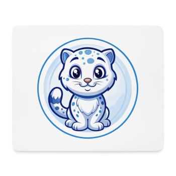 Léopard des neiges Bleu Kawaii Dessin animé Personnage Clipart - Tapis de souris (format paysage) - blanc - Devant