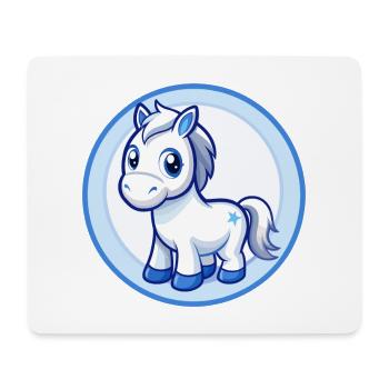 Pferd Blau Kawaii Cartoon Figur Clipart Haustier - Mousepad (Querformat) - Weiß - Vorne