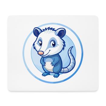 Possum Blue Kawaii Cartoon Character Clipart Pet - Mouse Pad (horizontal) - white - Front