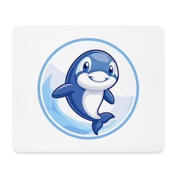 Orca Blue Kawaii Cartoon Character Clipart Pet - Mouse Pad (horizontal) - white - Front