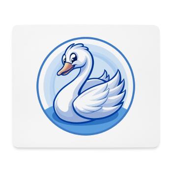 cygne bleu kawaii dessin animé personnage clipart animal de compagnie - Tapis de souris (format paysage) - blanc - Devant