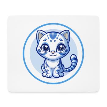 Ocelot Blue Kawaii Cartoon Character Clipart Pet - Mouse Pad (horizontal) - white - Front