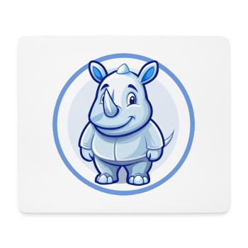 Rhino Blau Kawaii Cartoon Figur Clipart Haustier - Mousepad (Querformat) - Weiß - Vorne
