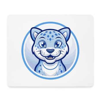 Jaguar Blau Kawaii Cartoon Figur Clipart Haustier - Mousepad (Querformat) - Weiß - Vorne
