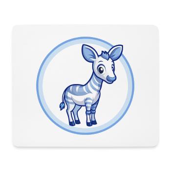 Okapi Blau Kawaii Cartoon Figur Clipart Haustier - Mousepad (Querformat) - Weiß - Vorne