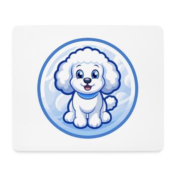 Poodle Dog Blue Kawaii Cartoon Character Clipart - Mouse Pad (horizontal) - white - Front