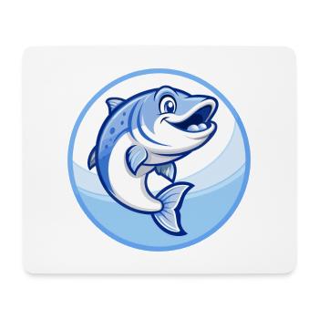 Salmon Blue Kawaii Cartoon Character Clipart Pet - Mouse Pad (horizontal) - white - Front