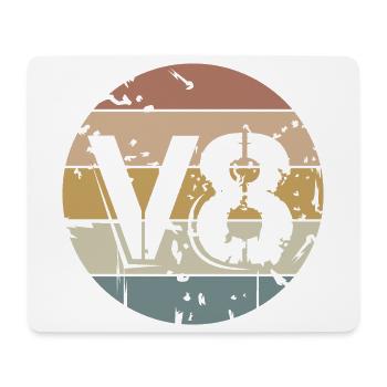Retro V8 musclecar vintage Auto Symbol Logo - Mousepad (Querformat) - Weiß - Vorne