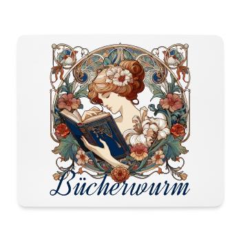 Bücherwurm Frau Lesen Schmökern Geschenk - Mousepad (Querformat) - Weiß - Vorne