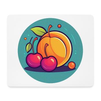 Sommerfrüchte, Aprikose, Kirschen, Sonne und Freiheit - Mousepad (Querformat) - Weiß - Vorne