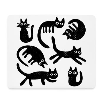 Sept chats chanceux L Noir - Tapis de souris (format paysage) - blanc - Devant