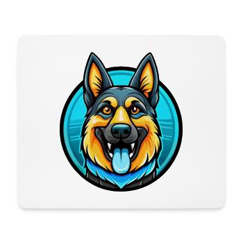 German Shepherd Dog Colorful Kawaii Cartoon Animal - Mouse Pad (horizontal) - white - Front