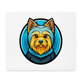 Yorkshire Terrier Chien Coloré Kawaii Dessin Animé Animal - Tapis de souris (format paysage) - blanc - Devant