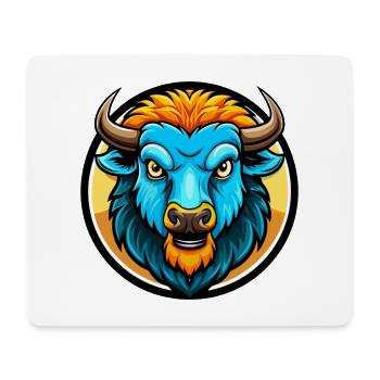 Bison coloré Kawaii Dessin animé Personnage Clipart - Tapis de souris (format paysage) - blanc - Devant
