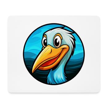 Pelican Colorful Kawaii Cartoon Character Clipart - Mouse Pad (horizontal) - white - Front