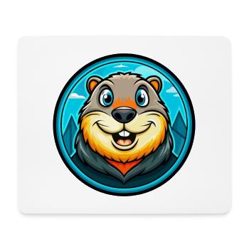 Marmotte coloré Kawaii Dessin animé Personnage Clipart - Tapis de souris (format paysage) - blanc - Devant