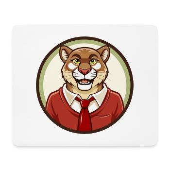 Cougar coloré Kawaii Dessin animé Personnage Clipart - Tapis de souris (format paysage) - blanc - Devant
